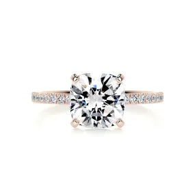 Stephanie Moissanite & Diamonds Ring   (2.8 Carat) -14K Rose Gold (RTS)