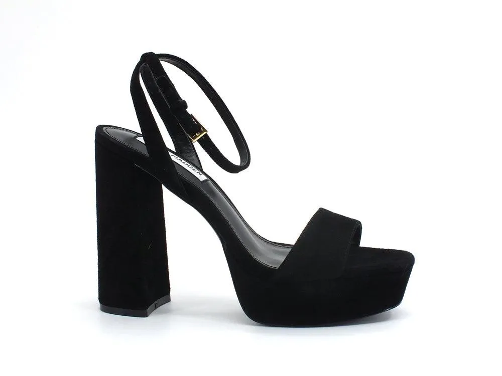 STEVE MADDEN Beauty Sandalo Tacco Largo Plateau Black Suede BEAU01S1