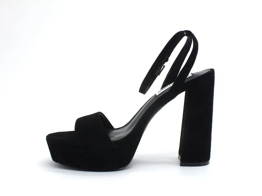 STEVE MADDEN Beauty Sandalo Tacco Largo Plateau Black Suede BEAU01S1