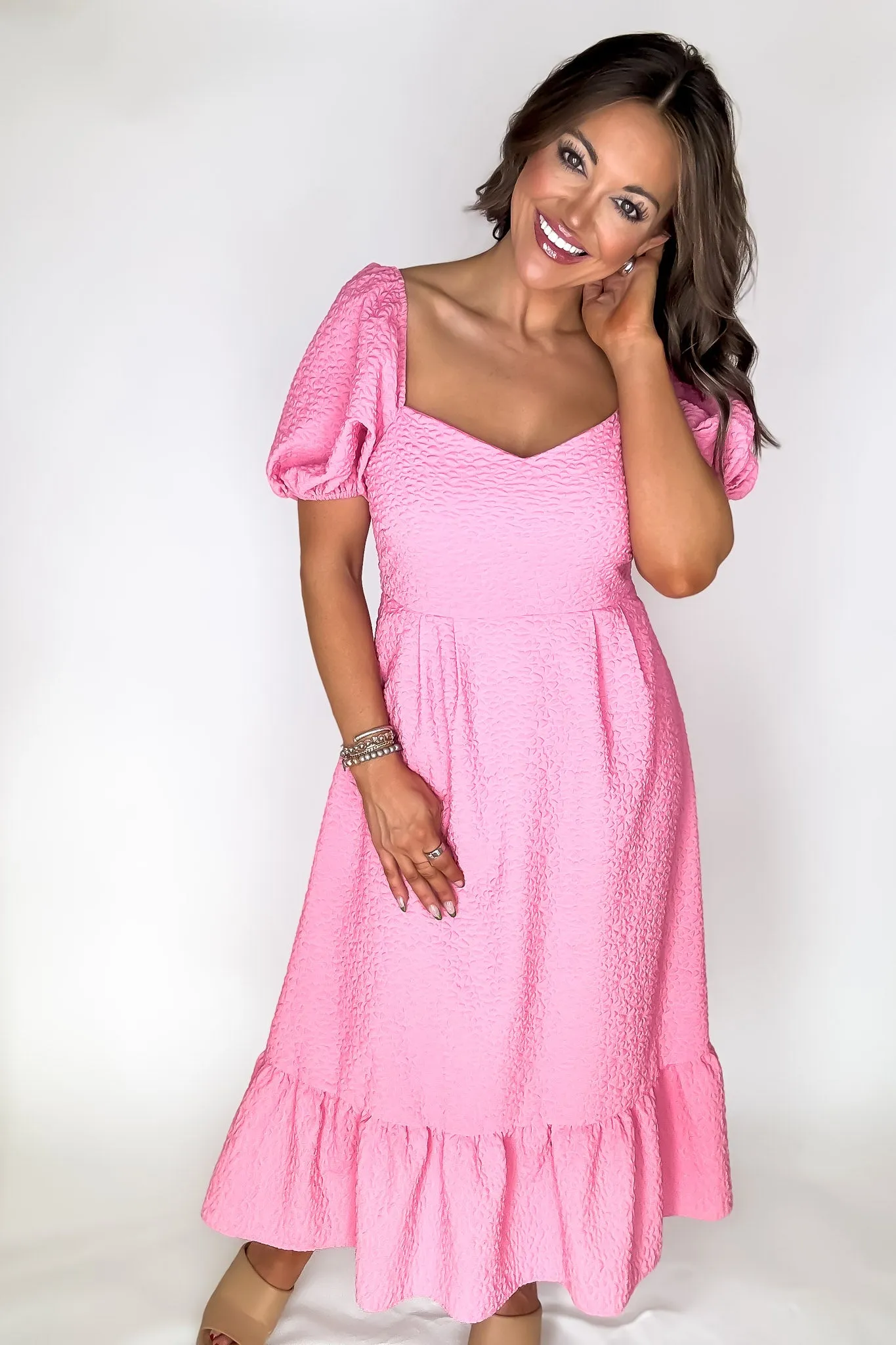 Sweetheart Pink Neckline Dress