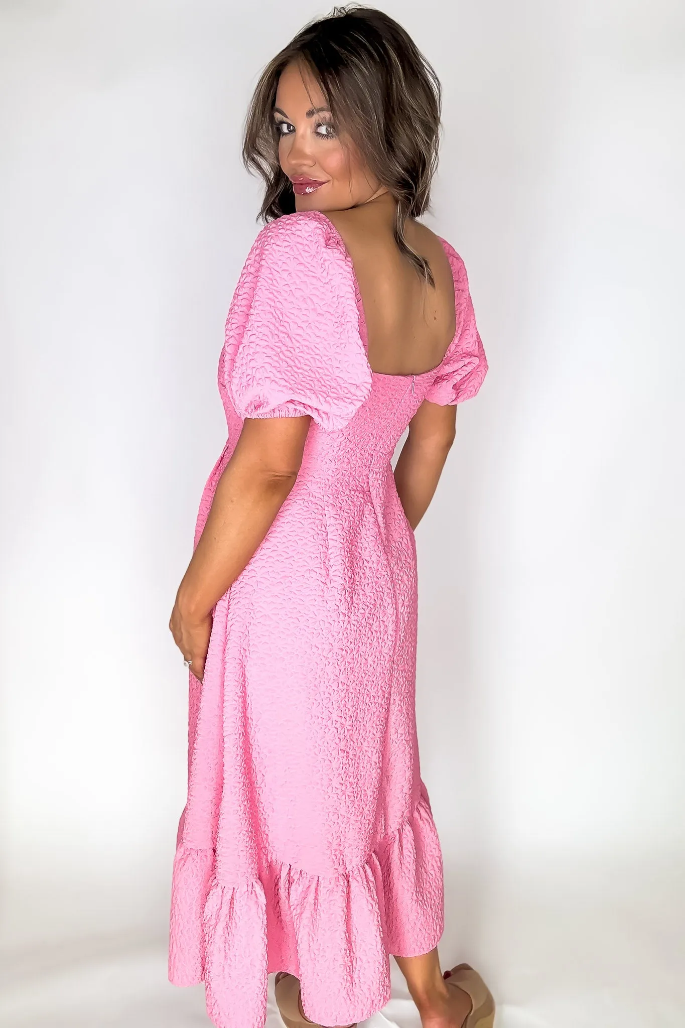 Sweetheart Pink Neckline Dress