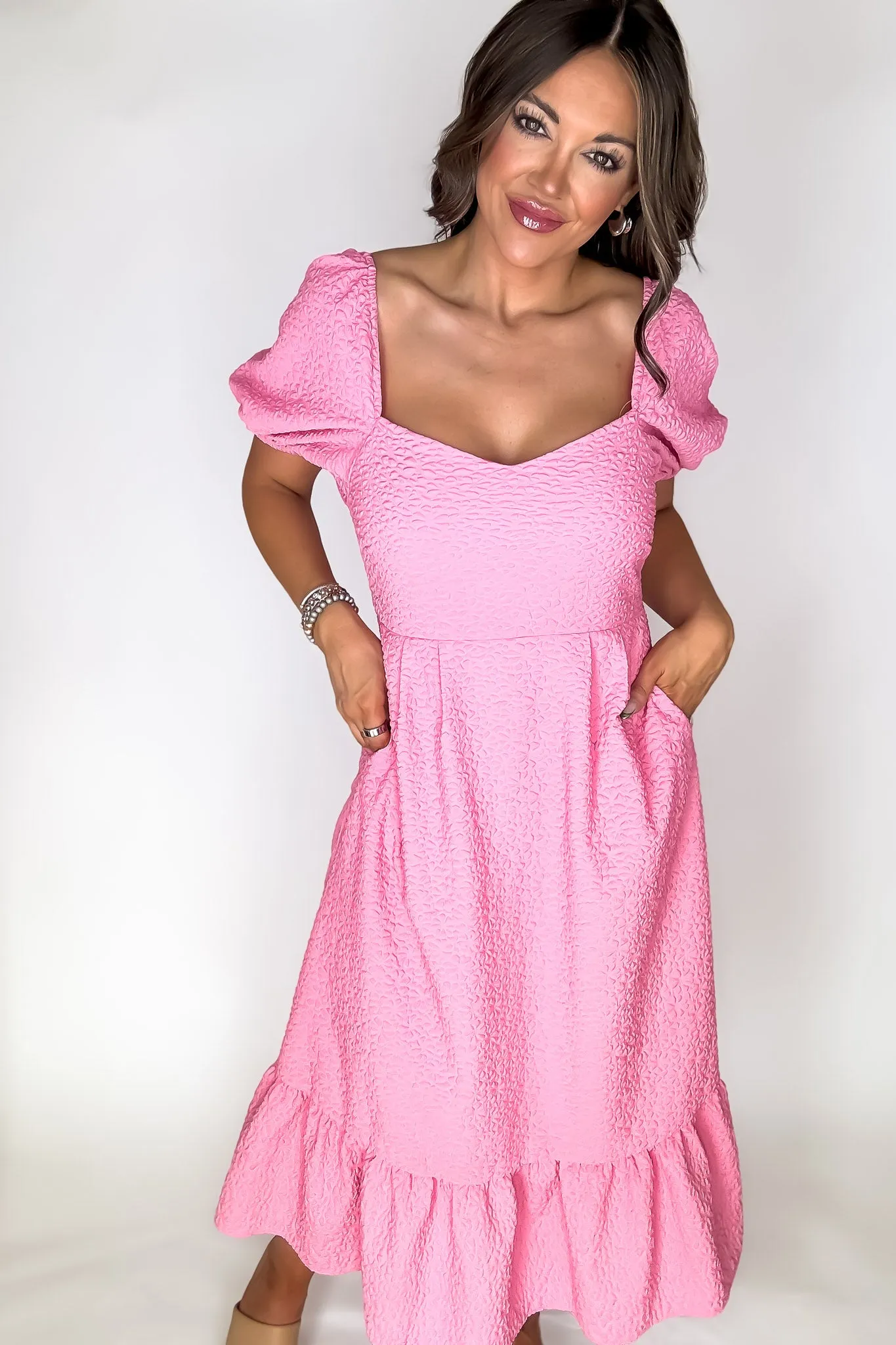 Sweetheart Pink Neckline Dress