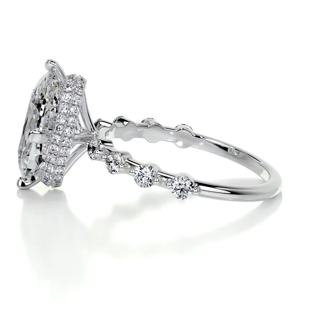 Theresa Moissanite & Diamonds Ring   (6 Carat) -14K White Gold (RTS)