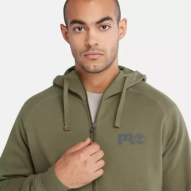 Timberland Pro Mens Hood Honor Sport Zip-Front Sweatshirt - Olive Green - Model TB0A64RNH08